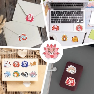 Lot de 50 stickers de renard à neuf queues étanches pour ordinateurs et skateboards