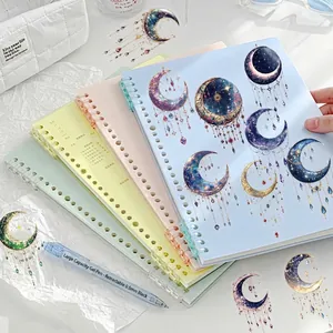 Dreamy galaxy PET stickers set with pastel binders and moon star stationery collection