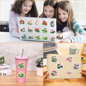 50pcs Chinese style lotus stickers waterproof PVC decals for laptop and scrapbook
