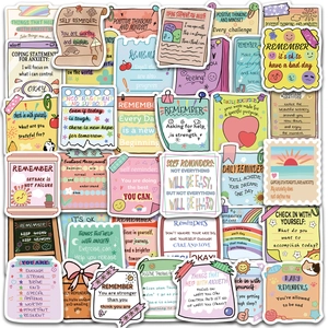 54Pcs Mental Health Motivational Stickers Waterproof PVC Aesthetic Positive Quotes Decals For Laptop Water Bottle Scrapbooking