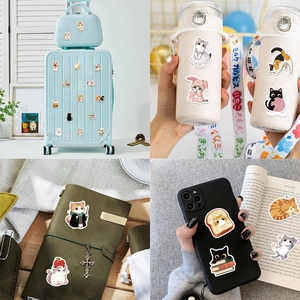 Set di 50 simpatici adesivi per gatti cartoon per decorare laptop e valigie