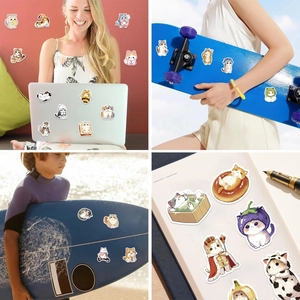 50 simpatici adesivi per gatti impermeabili per decorare laptop e valigie da viaggio