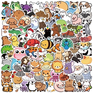 Autocollants Animaux de Dessin Animé pour Enfants Décalcomanies en Vinyle PVC Imperméables pour Ordinateur Portable Bouteille d'Eau Bagages Décoration Kawaii