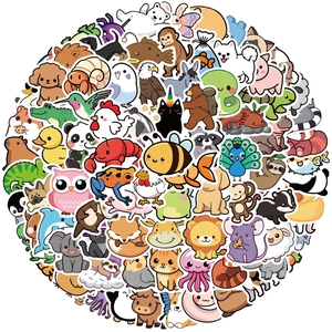 Lot de 100 autocollants animaux mignons pour ordinateurs et skateboards aux designs variés