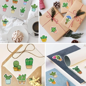 DIY cactus stickers for laptop decoration with waterproof PVC finish and cute designs