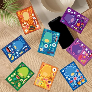 DIY cartoon monster stickers set with 8 colorful sheets for phone case and scrapbooking