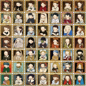 Set de 50 pegatinas de PVC impermeables con parodias Chibi de obras de arte clásicas