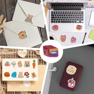 Set of 50 cartoon oil painting bear stickers for laptop and DIY waterproof decoration