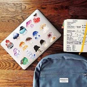 Waterproof Halloween ghost mushroom stickers for laptop decoration with watercolor art design