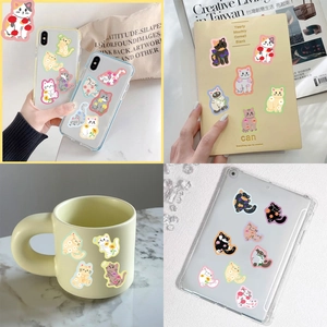 50 pieces of cute floral cat stickers for DIY decoration on laptops and phone cases