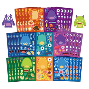 Cartoon monster make a face stickers set for DIY scrapbooking and phone cases