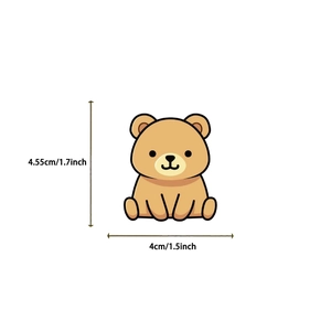 Spécifications de taille pour sticker ours brun mignon avec mesure de hauteur 4,55cm