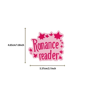 Sticker rose Romance reader pour ordinateur avec dimensions 5,37x4,65 cm montrées