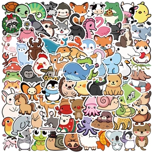 Lot de 100 autocollants animaux mignons imperméables pour ordinateurs portables et skateboards