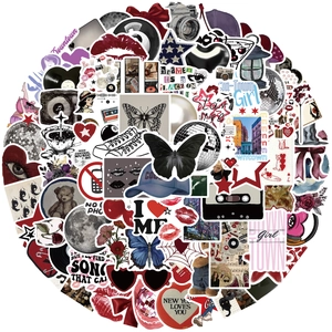 Close-up of Y2K aesthetic stickers with butterfly and heart patterns for DIY decoration