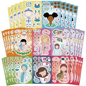 DIY Nurse Face-Changing Stickers Cartoon Medical Theme Waterproof PVC Sticker Decals For Kids DIY Craft Nursing Day Gift Decor