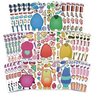 Cartoon Jelly Monster Face Changing Stickers Kids Creative Educational DIY Birthday Party Decoration Waterproof PVC Paper Stickers