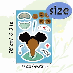 DIY cartoon nurse dress-up stickers 11x16cm with medical accessories for kids' creative play