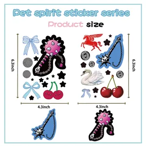 Detailed size chart for Swan Aesthetic DIY stickers measuring 6.3 by 4.3 inches