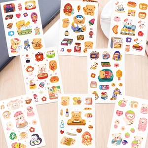 7 sheets of cute bear daily life decorative stickers for DIY scrapbooking and journals