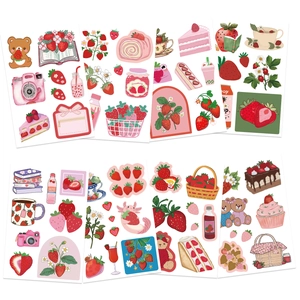 Cartoon Strawberry Fruit Stickers Aesthetic DIY Waterproof PVC Decals For Journaling Scrapbooking Water Bottle Decor