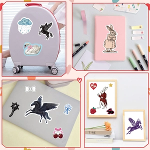 Waterproof swan aesthetic aesthetic collage stickers for DIY journals and travel luggage