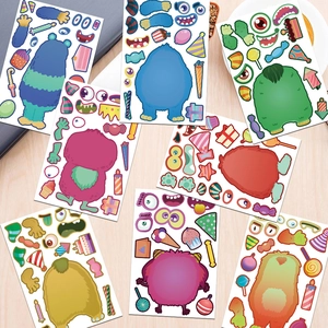 DIY colorful monster face-changing stickers set for kids creative birthday party activity