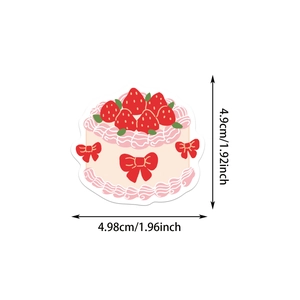 Détail montrant les dimensions d'un autocollant graffiti gâteau aux fraises de 4,9 cm