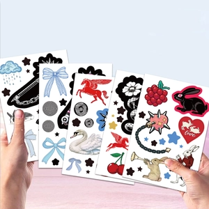 8 sheets of swan aesthetic DIY collage stickers for scrapbooks and travel suitcases