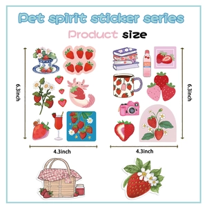 Pet spirit strawberry stickers set for DIY decor and scrapbooking 4.3x6.3 inches