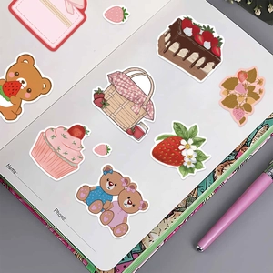 8 sheets of cartoon strawberry stickers for scrapbooking and DIY water bottle decoration