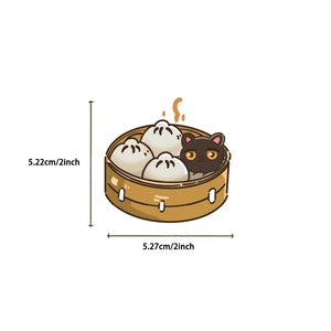 Dettaglio adesivo gatto nero nel cestello vapore, 5.22x5.27cm scarabocchio cartoon DIY