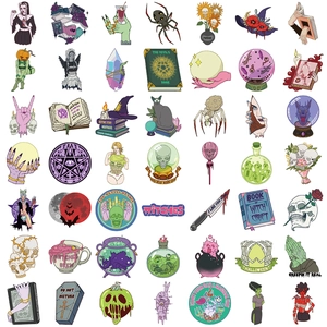 50pcs gothic witch stickers for laptop and guitar waterproof vinyl aesthetic decals set