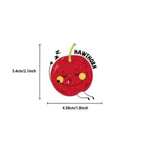 Cartoon hawthorn fruit sticker with anthropomorphic sleeping face and dimensions 5.4cm x 4.58cm