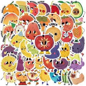 Cartoon Fruit Stickers For Kids Waterproof PVC Fruit Decals For Water Bottle Laptop Fridge Early Education Recognition Reward Stickers