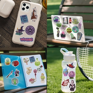 Autocollants de sorcière Halloween imperméables pour décorer téléphone et ordinateur