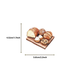 Waterproof PET hand-drawn cartoon baking theme stickers featuring bread and muffins