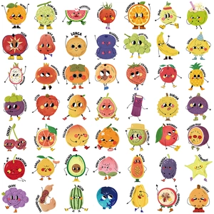 Set of 50 waterproof cartoon fruit stickers with expressions for DIY laptop decor
