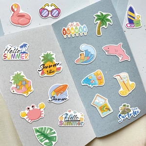 Set di 50 adesivi estivi VSCO con motivi di fenicotteri e palme per decorazioni fai-da-te