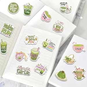 50pcs fresh matcha green themed aesthetic stickers for DIY journal and laptops