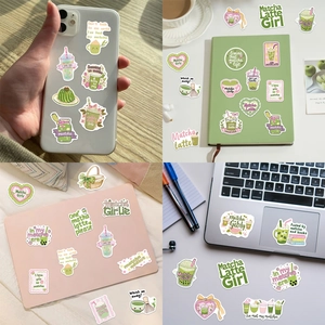50 pieces of fresh matcha theme aesthetic stickers for DIY laptops and journals