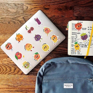 50pcs creative cartoon fruit stickers with cute expressions for laptops and journals
