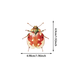 Detail view of 4.98cm beetle PET sticker with watercolor insect design for DIY crafts
