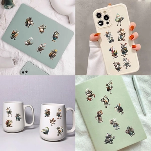 Adesivi animali steampunk su laptop, cover cellulare e tazza per decorazione fai da te
