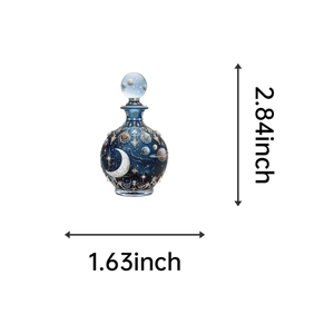 Detailed view of creative vintage moon phase bottle sticker with 2.84 inch height dimensions