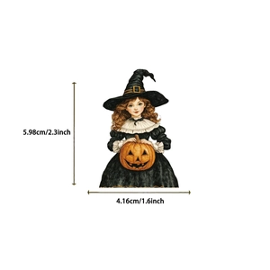 Halloween witch girl stickers with pumpkin, 2.3 inch size for DIY laptop and water bottle