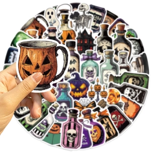 50pcs Halloween magic potion and ghost stickers for DIY water bottle and party decoration