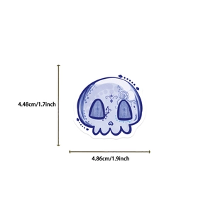 Waterproof cartoon skull sticker for Halloween with floral patterns and size specifications