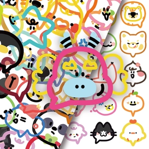Autocollants PET Animaux Mignons Bulles Colorées Imperméables pour Scrapbooking Journal Ordinateur Portable Décoration DIY