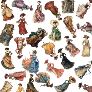 Vintage European Women PET Stickers Victorian Style Waterproof Decals Scrapbooking Journaling DIY Decorative Stationery